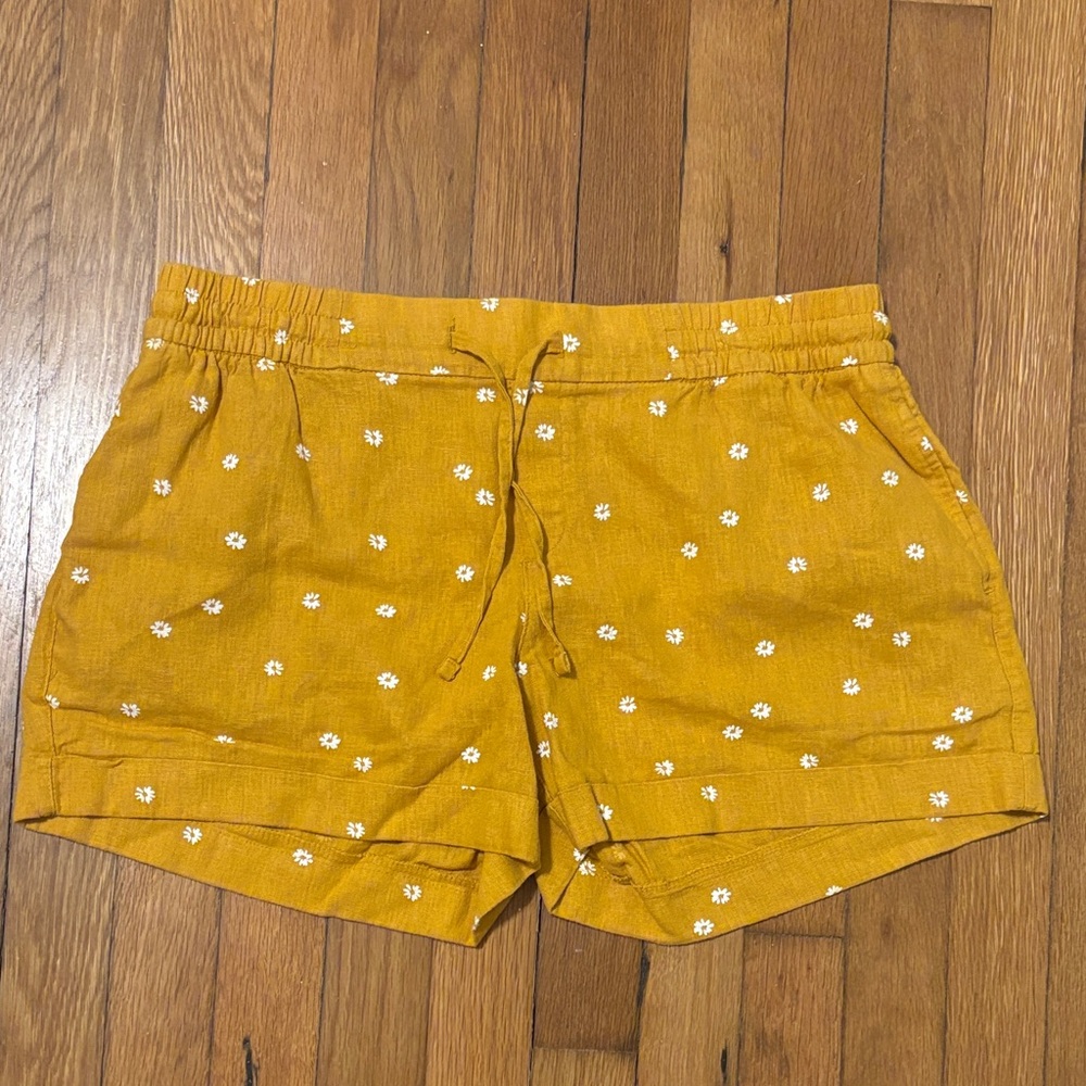 Old Navy Mustard Floral High Waist Shorts